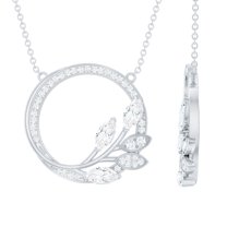 Rosec Jewels Certified Moissanite Eternity Necklace, Nature Inspired Necklace (D-VS1 Quality), 925 Sterling Silver