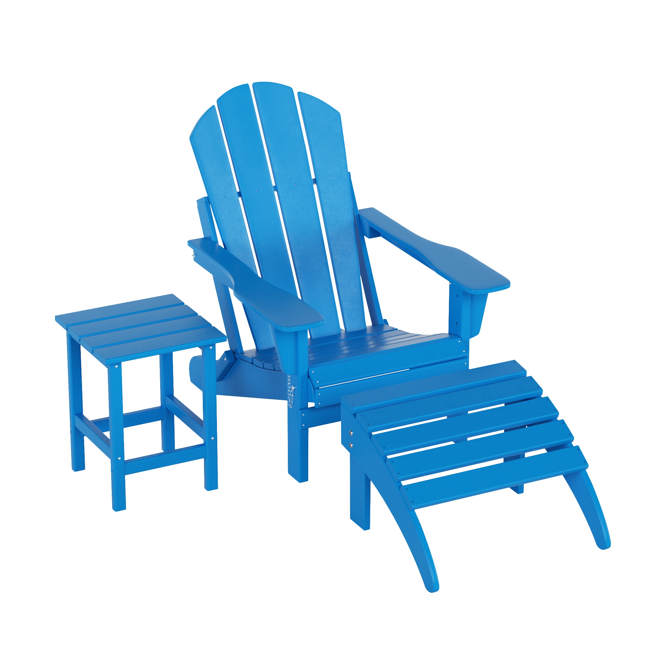 WestinTrends Malibu Outdoor Lounge Chairs, 3-Pieces Adirondack Chair Set with Ottoman and Side Table, All Weather Poly Lumber Patio Lawn Folding Chair for Outside Pool Garden Backyard, Pacific Blue - image 1 of 7