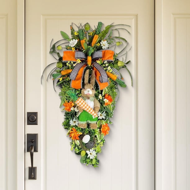 Guirnalda de lágrima de Pascua, botín para puerta delantera con conejo, decoración decorativa para el hogar, botín de escalera, adorno Artificial para Zanahorias Naranjas