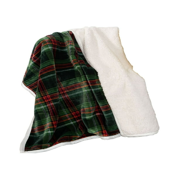Sofa Vama Ropa de Cama Manta de franela doble con forro polar de cordero y manta térmica reforzada for Navideño