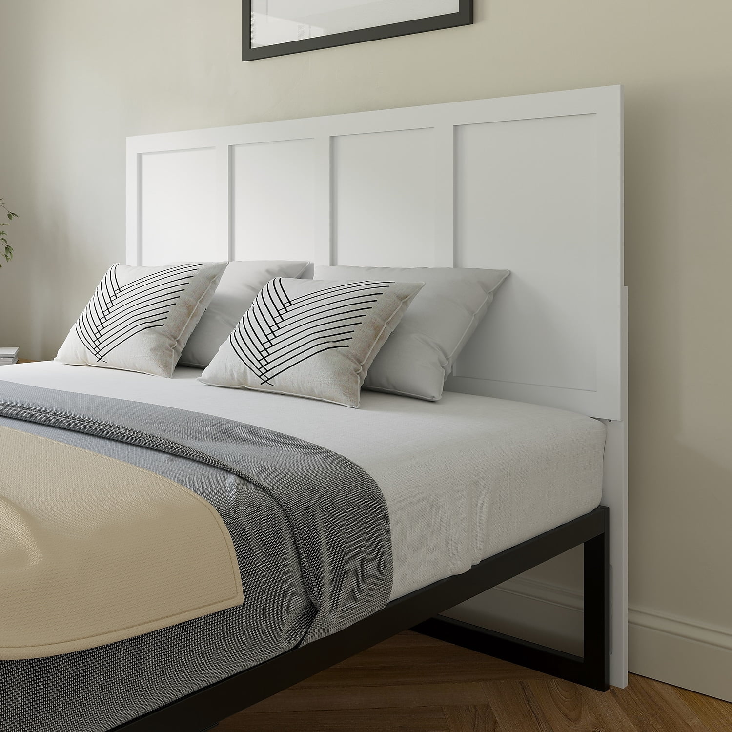 Flash Furniture Oliver Queen Size Wooden Four Panel Adjustable Headboard 61.25"W x 0.75"D x 41" - 51