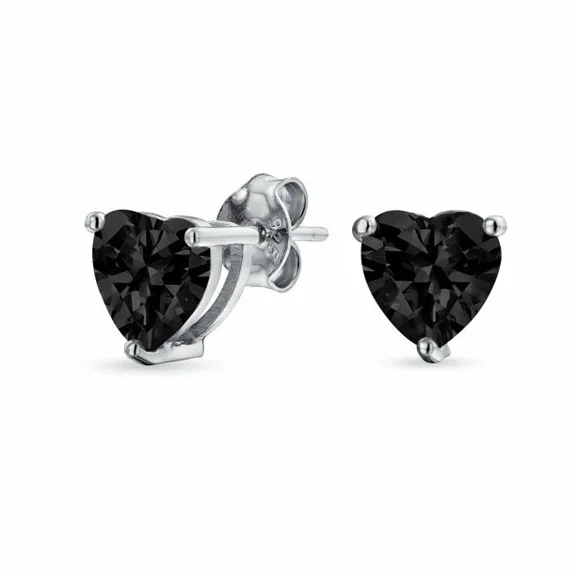 2ct Heart Cut Simulated Black Diamond 5mm Stud Earrings For Women Solid 925 Sterling Silver