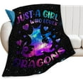 thumbnail image 5 of Dragon Blanket Purple Black Throw Blankets for Girls Women Soft Warm Cool Just a Girl Who Loves Dragon Throws Flannel Fleece Plush Stuffed Animal Gifts for Kids Adults for Bed Decor 50"x40", 5 of 6