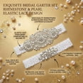 thumbnail image 3 of Miallo Luxury Rhinestone and Pearl Wedding Garter Set for Bride, 2-Pack White Lace Bridal Garters with Sparkling Crystals, Wedding Shower Gift for Her, 3 of 7