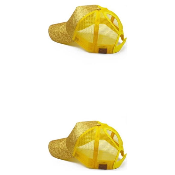 Qarigey Gorra de béisbol de algodón para mujer, Color sólido, brillante, a prueba de viento, transpirable, malla de repuesto, sombrero Amarillo 2piezas