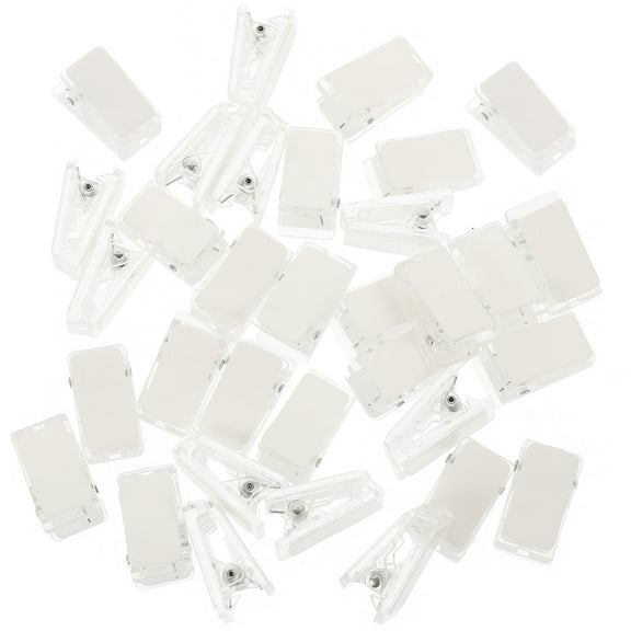 Tineasur 30Pcs White Adhesive Wall Clips Transparent Spring Plastic Badge Holders for Decoration