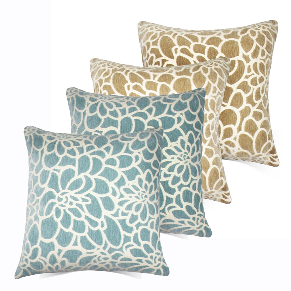 Set of 4 Throw Pillow Covers Coastal Cushions 100 Cotton Home