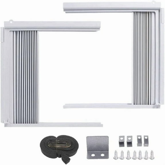 Window Air Conditioner Side Panels with Frame, Room AC Accordion Filler Curtain Kit Replacement Adjustable Frame