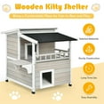 thumbnail image 6 of Pefilos 36" Wooden Outdoor Cat House with Large Balcony, Cat Condo Shelter Catio for Small Medium Cats, 2-Story Patio Cat Shelter, Gray, 6 of 9