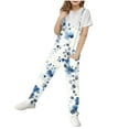 thumbnail image 2 of MKOSPLRT Girls One Piece Jumpsuits Sleeveless V Neck Baggy Harem Overalls Trendy Floral Print Jumpsuits Funny Jummpers with Pockets, 2 of 8