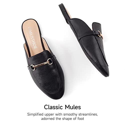 Mules for Women Slip on Flats Loafers Pointed Toe Womens Mules Flat Loafers Shoes for Women Womens Mules Snake Black 9 Walmart