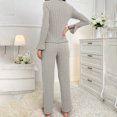 thumbnail image 4 of Diufon Pajama Sets for Women Knitted Striped Slim Long Sleeve V Neck Tops and Pants Lounge Home Sleepwear Outfit, 4 of 7
