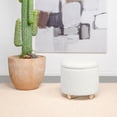 thumbnail image 2 of Valia Faux Sheepskin Upholstered Round Storage Ottoman White, 2 of 6