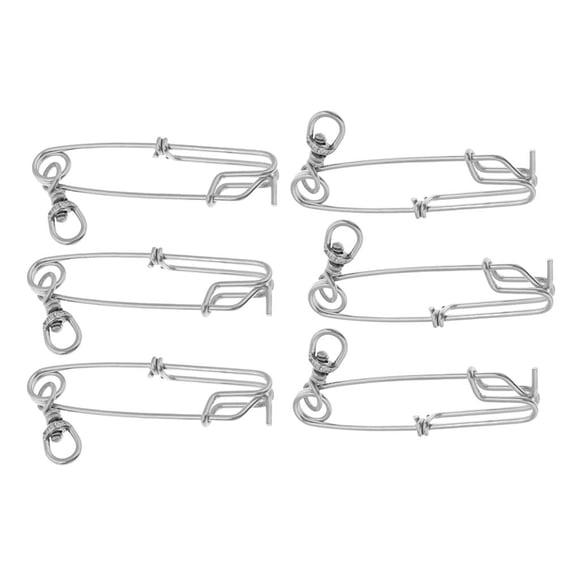 Clip de Línea Larga Cola Conector de Pesca de Acero Inoxidable Plateado 6 Piezas 13 cm