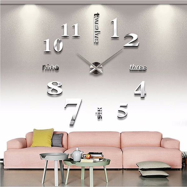 Promotion!Wall Cloc DIY 3D Frameless Wall Clocks Sticker ,acrylic wall  clock,3d wall sticker clock,wall clock for wall decor,3d diy self adhesive  wall