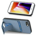 thumbnail image 3 of Magnetic Carbon Fiber Case for iPhone 7 / iPhone 8 / iPhone SE 2022 & 2020 with Holder Kickstand, Fiber Texture Wallet Phone Case with Card Holder Durable Military Grade Protection Cover, Blue, 3 of 10