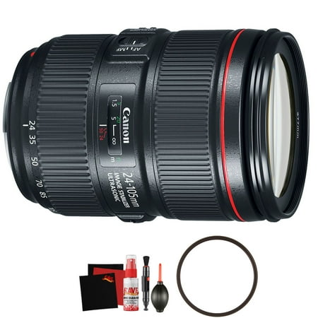 Canon EF 24-105mm f/4L IS II USM Lens + UV Filter + Microfiber Cleaning Cloth Bundle (Bulk Packaging)(International Model)