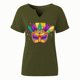 thumbnail image 5 of Xuyuer Mardi Gras V-Neck T-Shirt for Women Hearts Beads Carnival Tuesday Parade Loose Top short Sleeve Casual Tee Tshirts S-2XL Pattern T-Shirt - Casual Short-Sleeved Retro, 5 of 6