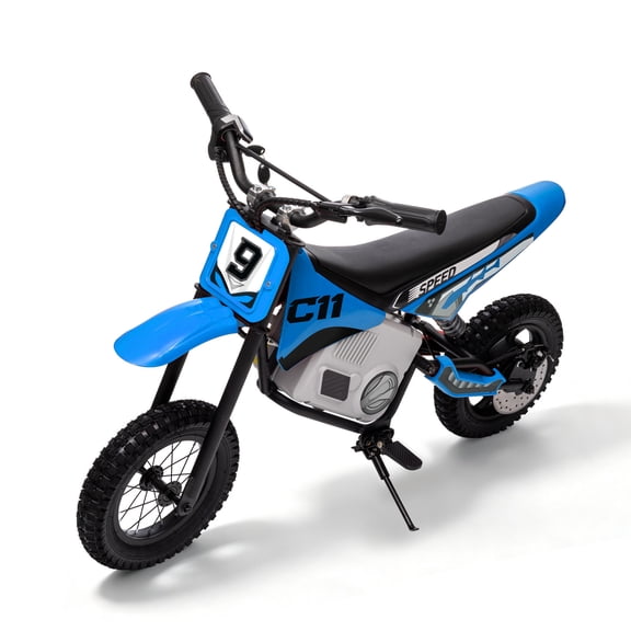 Electric Dirt Bike, 24V Kids Dirtbike Motorcycle, Electric Dirt Bikes for Boys Girls 8-12, 250W Brushless Motor, Disc Brake, Shock Absorber - Blue
