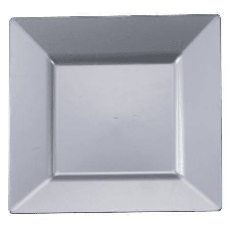 Black Rimmed Dinner Plate - Kaya Collection - Silver Plastic Square 9.5
