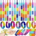 thumbnail image 2 of 15 pulseras antiestrés de silicona, multicolores, con burbujas, juguetes sensoriales antiestrés para niños y adultos (colores aleatorios), 2 of 5