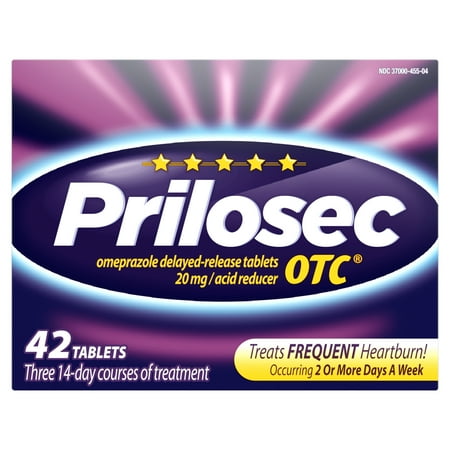 Prilosec OTC Frequent Heartburn Medicine and Acid Reducer Tablets, 42 Count - Omeprazole - Proton Pump Inhibitor - PPI
