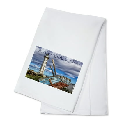 

Guantanamo Bay Cuba Lighthouse and Broken Ship (100% Cotton Tea Towel Decorative Hand Towel Kitchen and Home)