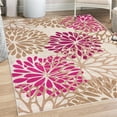 thumbnail image 1 of Flower Decorative Rug, Modern Dahlia Inspired Petals Blossom Abstract Garden Artwork Design Print, Quality Carpet for Bedroom Dorm and Living Room, 6 Sizes, Magenta and Beige, by Ambesonne, 1 of 4
