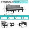 thumbnail image 3 of FUNDAZE Oversize 5 Pieces Patio Furniture Sets, Waterproof HDPE Frame Outdoor Conversation Sets Perfect for Patio, Poolside & Backyard, Black Frame with Gray Cushion, 3 of 11