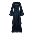thumbnail image 1 of Heiheiup Women Plus Size Solid Vintage Renaissance Long Sleeve Bandage Long Party Dress, 1 of 8