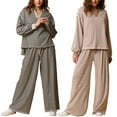thumbnail image 2 of Women's Long Sleeve Striped Pajama Set Comfortable Warm Loungewear with Drawstring Pants Comfortable Homewear, 2 of 9