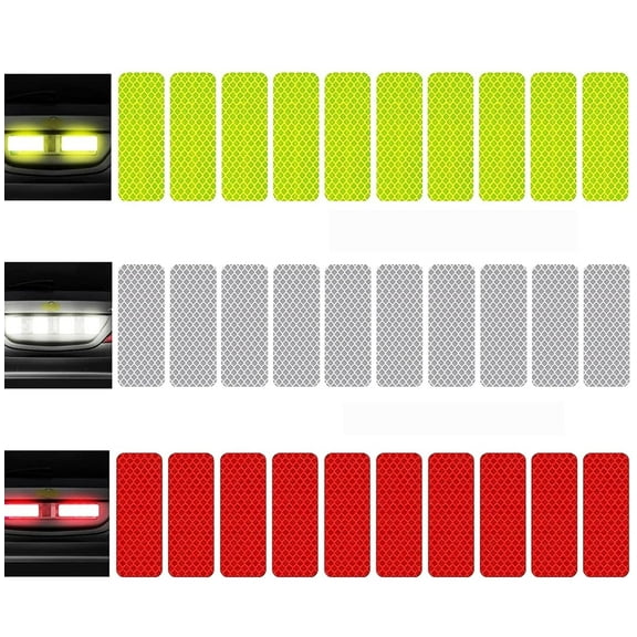Reflective Stickers 30 PCS High Visibility Reflective Tape Waterproof Reflective Strips Bulk Safety Reflective Tape for Car Motorcycle Bike Trailer Helmet Mailbox Bag, 1.18 x 3.15 Inch