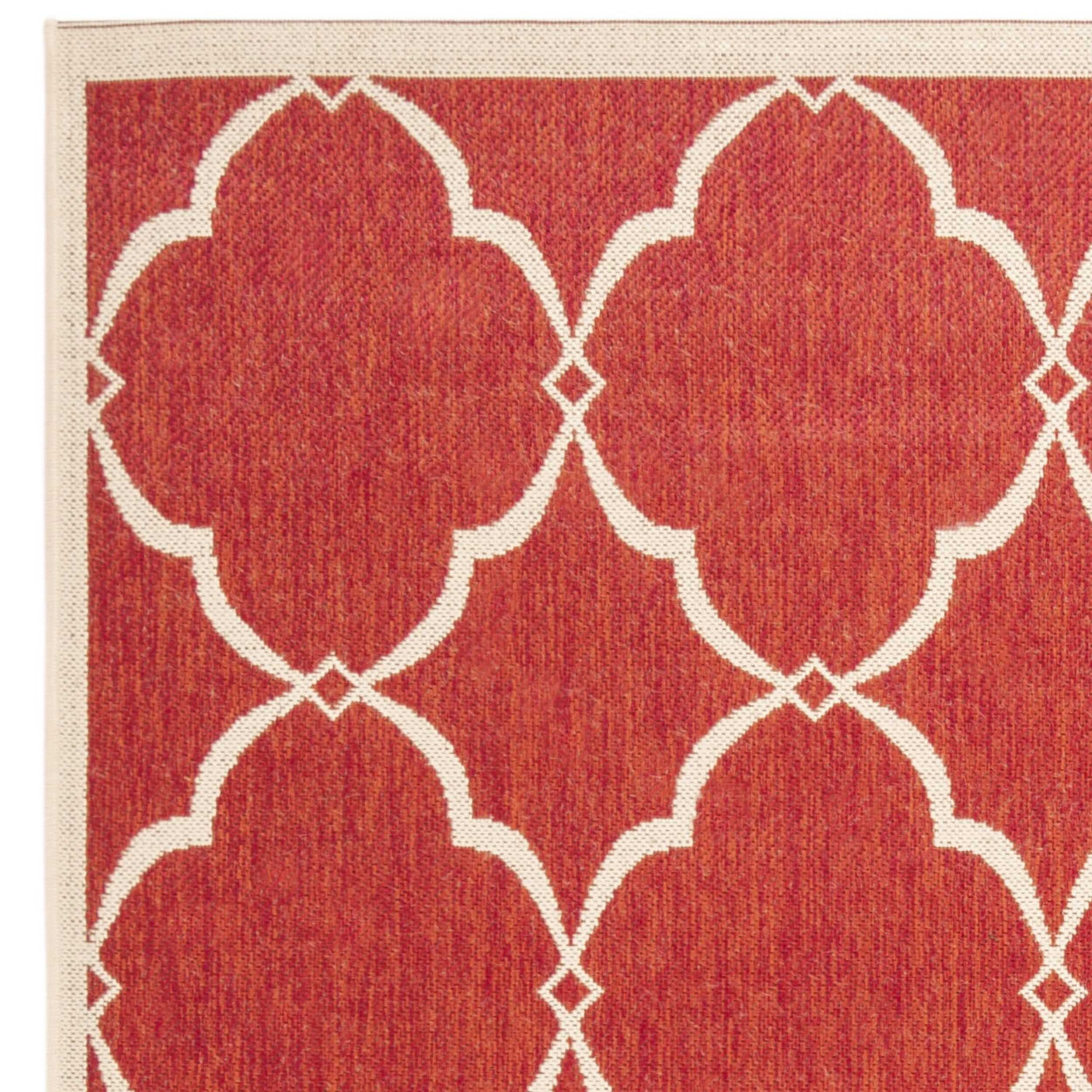SAFAVIEH Beach House Nick Indoor/Outdoor Area Rug Red/Cream, 6'7" x 6'7" Square