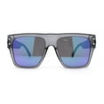 thumbnail image 2 of Retro Oversize Thick Plastic Horn Rim Flat Top Mobster Sunglasses Slate Purple Mirror, 2 of 4