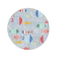 thumbnail image 2 of JSDART 60 Pouces Rond Plage Serviette Couverture Modèle Mignon Poisson Bébé Vague Goutte Pêche Voyage Cercle Serviettes Circulaire Tapis Tapis Plage Jeter, 2 of 2