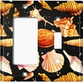 thumbnail image 2 of Metal Light Switch Wall Plate Outlet Cover (Colorful Sea Shells Pattern Black - Single Rocker Single Toggle), 2 of 2
