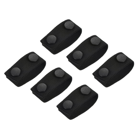 Uxcell Belt Keeper, Nylon Webbing Loop Holder with Double Snaps for 22" Wide Belt Security Fixing, Black 6 Pack