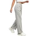 thumbnail image 4 of Zpanxa Girlstriped Wide Leg Pants Loose Fit Soft Knit Sweatpants Elastic Waist Relaxed Casual Bottoms for Daily School Wear Winter Pants for Girls, 4 of 5