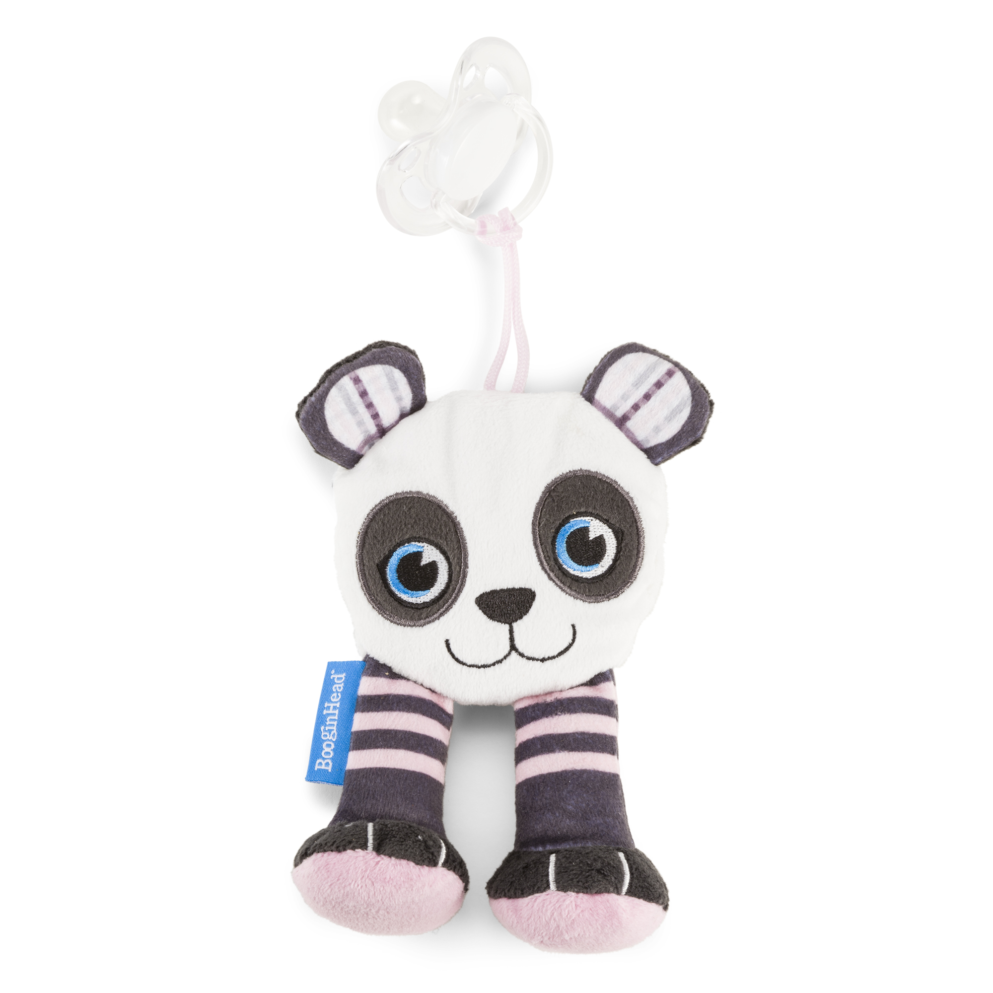 BooginHead Universal Pacifier Holder Stuffed Animal, Infant Toddler Boys and Girls, Pink Panda