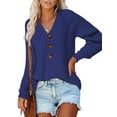 thumbnail image 1 of Seyurigaoka Women Casual Loose Style Sweater, Solid Color Long Sleeve V-neck Knitwear, 1 of 3