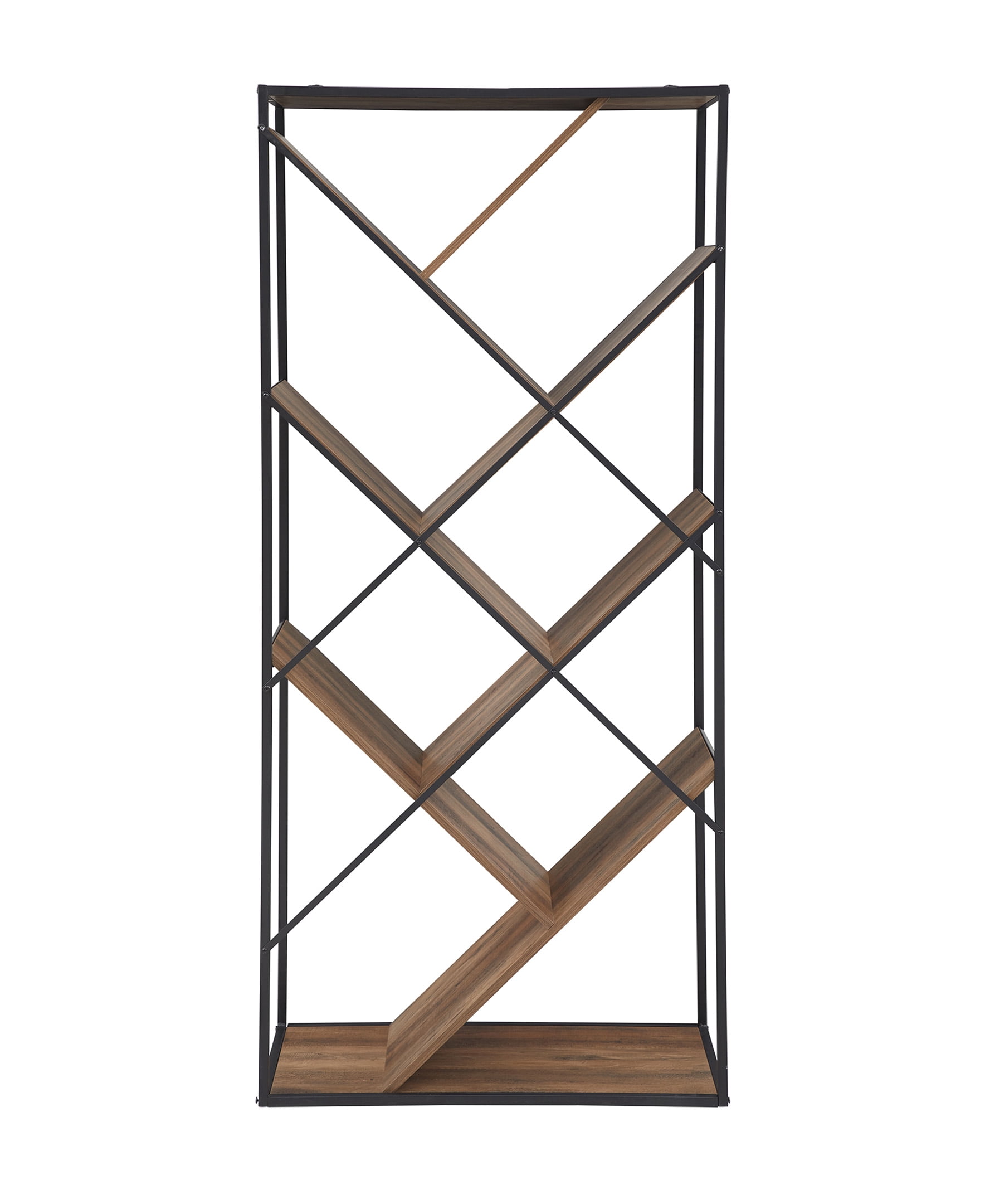 Manor Park Neil Modern Angled Bookcase, Reclaimed Barnwood