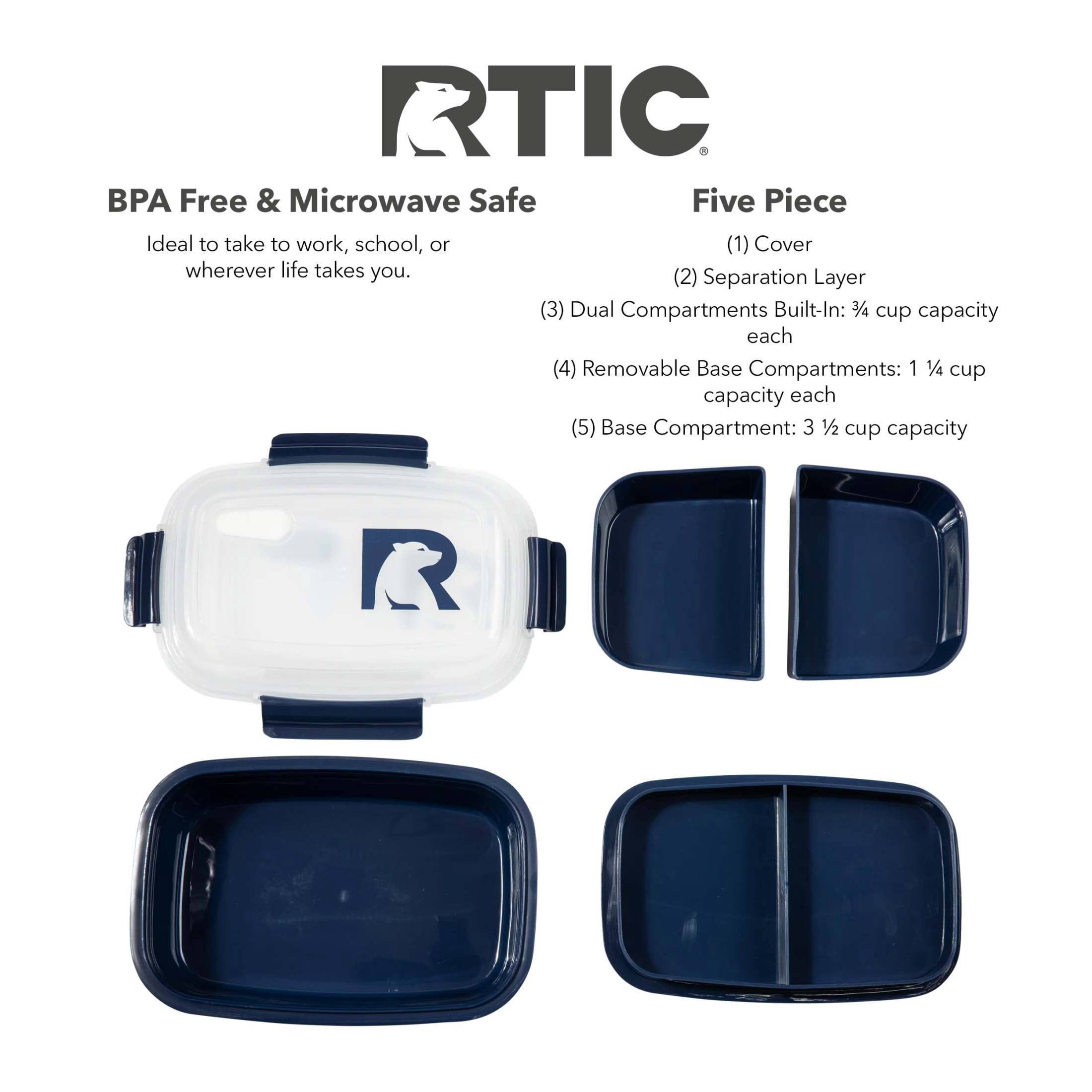 RTIC Ice Lunch Set, Lunch Bag, Container and Little Road Trip Tumbler, Leak Proof, Navy