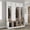 White, variant on Farmhouse Hall Tree with 4 Hidden Hanging Hooks, Versatile Seating Bench with Open Compartment, Entryway Coat Rack with 8 Doors for Living Room