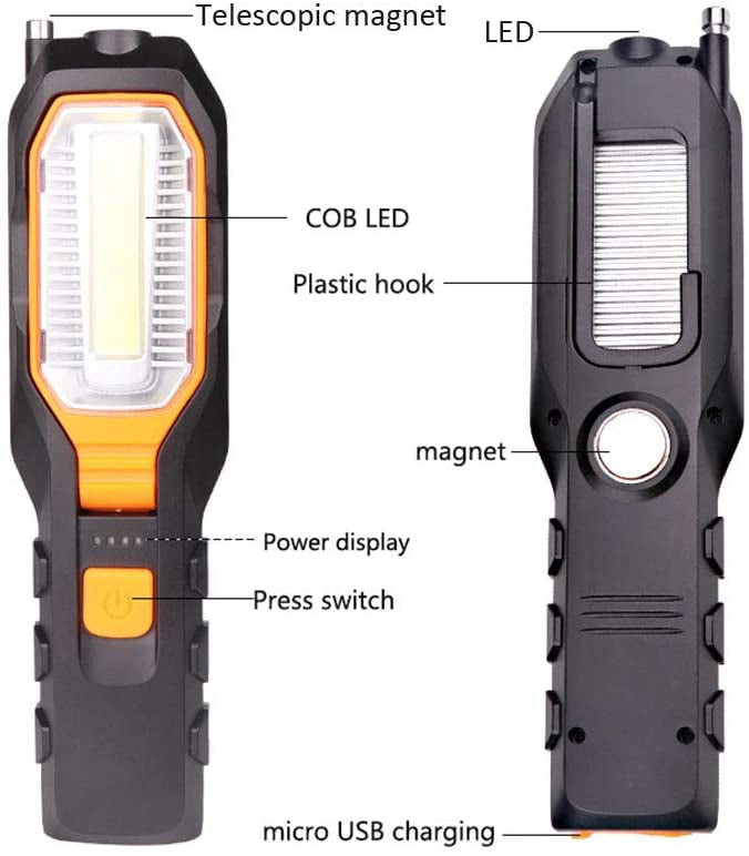 DEL COB Rechargeable Magnétique Torche Flexible Inspection Lampe de Travail sans Fil Lumière 