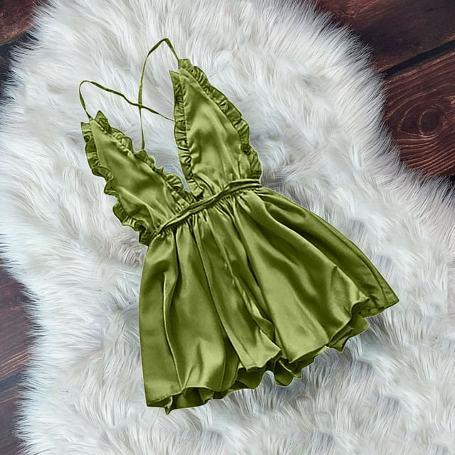 LSLJS Camisole Aguichant à Volants et Col en V pour Femmes, Pyjama Nuisette Aguichant, Lingerie Aguichant, Ensembles de Lingerie