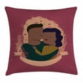 thumbnail image 1 of African American Family Throw Pillow Cushion Cover, Romantic Couple Hugging Love Theme, Decorative Square Accent Pillow Case, 18" X 18", Pale Maroon Pale Redwood and Dark Peach, by Ambesonne, 1 of 2