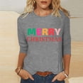 thumbnail image 2 of Pisexur Joyeux Noël T-Shirts pour Femmes Col Rond Manches 3/4 Mode Vacances Tee Tops Mode Ample Automne, 2 of 4