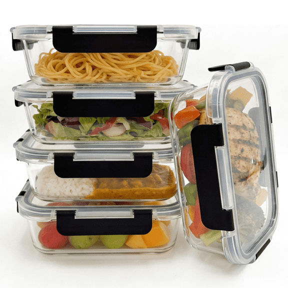 Razab 10 Pc 29 Oz Glass Meal Prep Containers with Lids – BPA-Free Glass Food Storage Containers, Glass Lunch Containers for Meal Prep & Leftovers