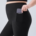 thumbnail image 6 of YHAJDS Womens Plus Size Pants Solid Color High Waist Tummy Control Flared Yoga Gym Sport Trousers for Women With Side Pockets, 6 of 6