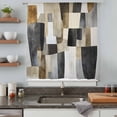 thumbnail image 5 of Black Brown Boho Sheer Curtains 45 Inches Long, Abstract Modern Geometric Art Light Filering Curtains, Breathable Simi Curtain Privacy Drapes for Kitchen Bathroom Lightweight Small Window Treatment, 5 of 9